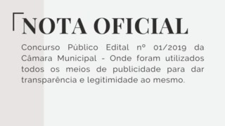 Nota Oficial - Concurso Público Edital nº 01/2019. Nota Oficial - Concurso Público Edital nº 01/2019.
