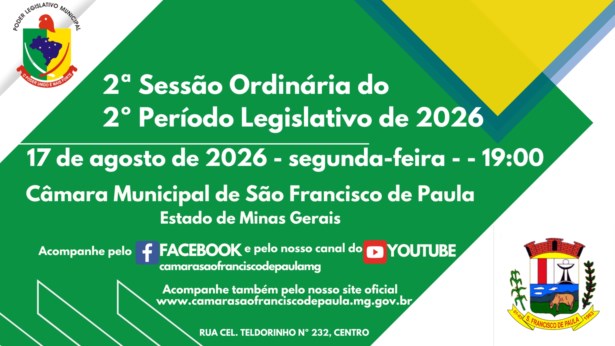 2ª Sessão Ordinária do 2º período Legislativo do ano de 2026.